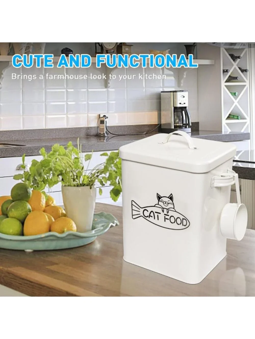 Airtight Pet Food Storage Container with Lid & Scoop | Farmhouse Style, Durable